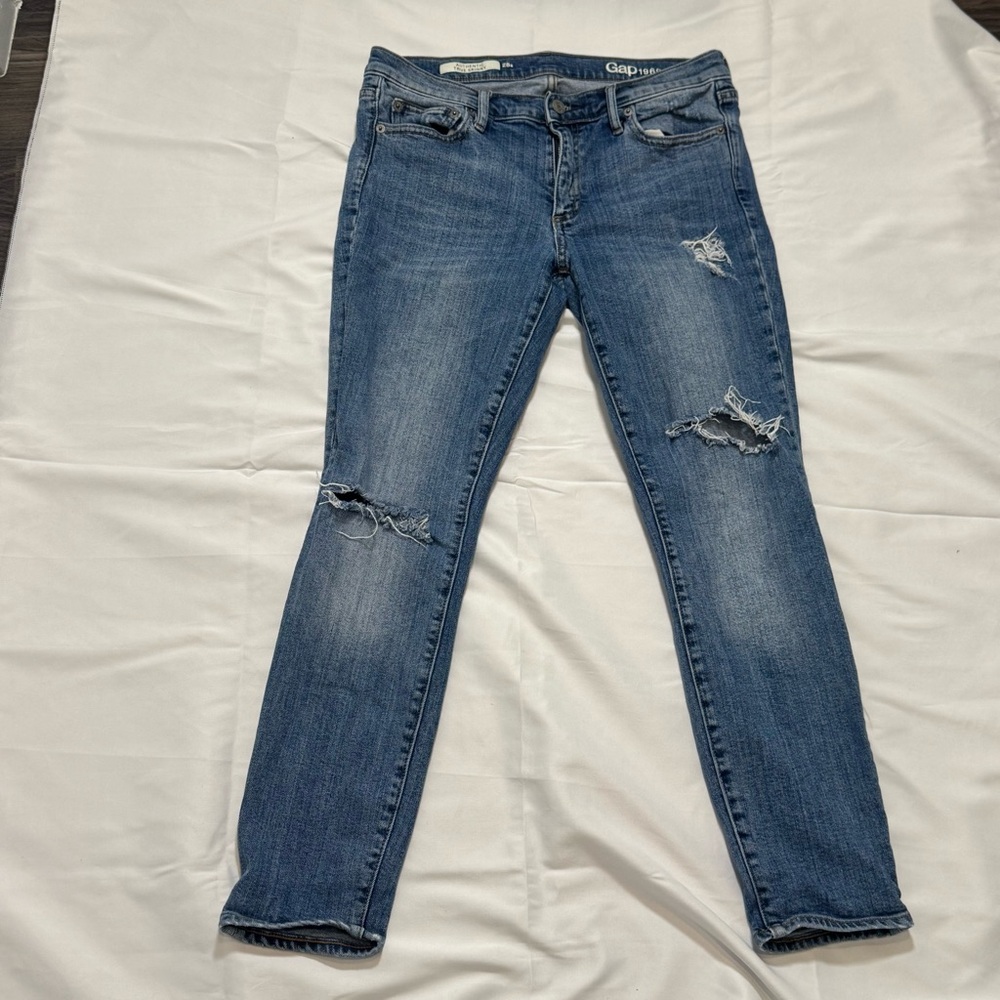 Gap Authentic True Skinny Distressed Stretch Denim Jeans Womens 28